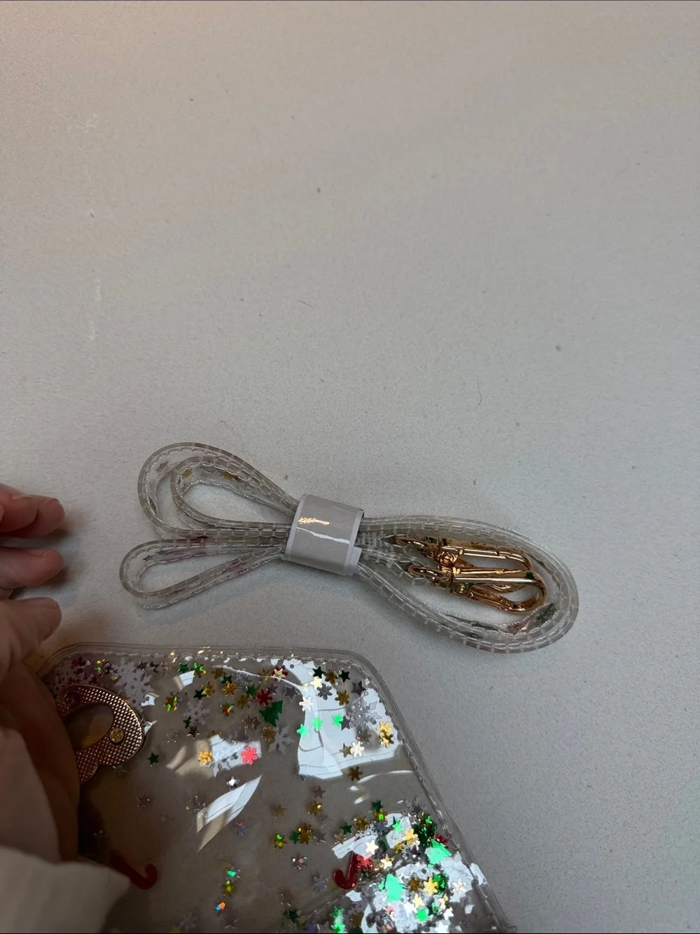 Clear Glitter Holiday Mini Handbag with Gold Heart Lock